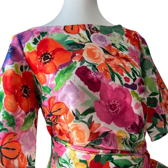 Plus Size Cocktail Dress 1X Retro 60s Style Semi Formal 16W Fall Floral Eshakti - Picture 5 of 11
